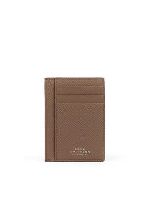 Smythson Large Flat Card Holder In Panama In Fawn