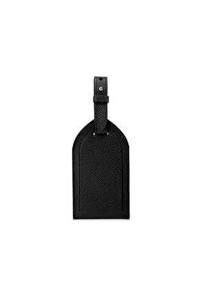Smythson Luggage Tag In Panama In Black/Silver