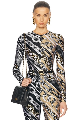 AREA Long Sleeve Bodysuit in Multi - Black. Size XS (also in ).