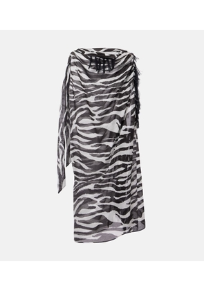 The Attico Zebra-print cotton muslin beach cover-up