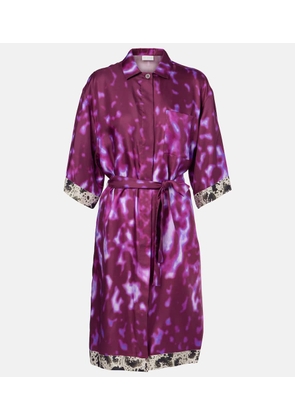 Dries Van Noten Belted printed silk shirt dress