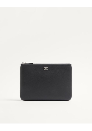 Valentino Garavani GARAVANI VLOGO SIGNATURE GRAINY CALFSKIN POUCH Man BLACK UNI