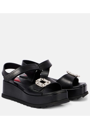Roger Vivier Slidy Viv' embellished leather wedge sandals
