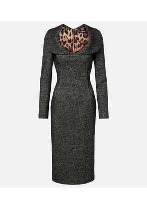 Dolce&Gabbana Herringbone wool-blend tweed midi dress