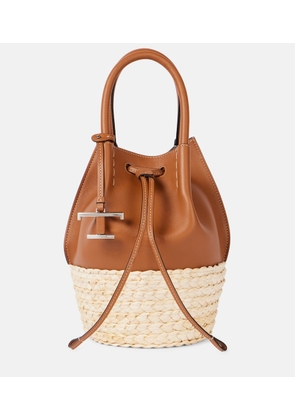 Tod's Bux raffia-trimmed leather bucket bag