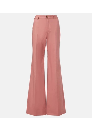 Chloe Pleated high-rise cotton flared pants