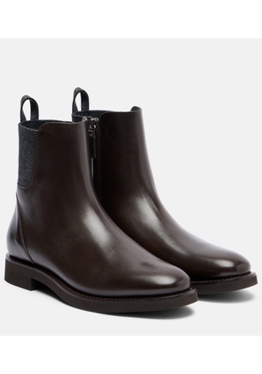 Brunello Cucinelli Chelsea Monili leather ankle boots