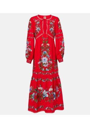 Farm Rio Floral linen-blend midi dress