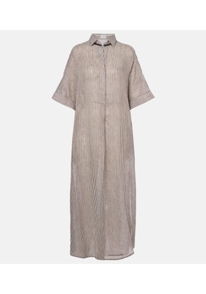 Brunello Cucinelli Striped linen and silk shirt dress