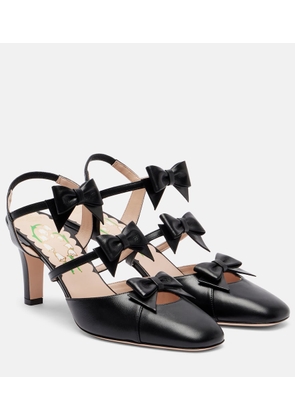 Valentino Garavani Bowow 75 leather slingback pumps
