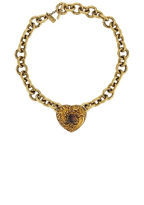 Chloe Heart Chain Necklace in Gold & Brown - Metallic Gold. Size all.