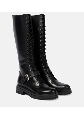 Gianvito Rossi Lace-up leather knee-high boots