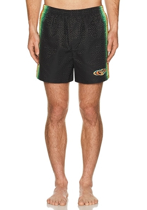 Casablanca Monogram Swim Shorts in Melting Heatmap - Black. Size L (also in M, S, XL/1X, XXL/2X).