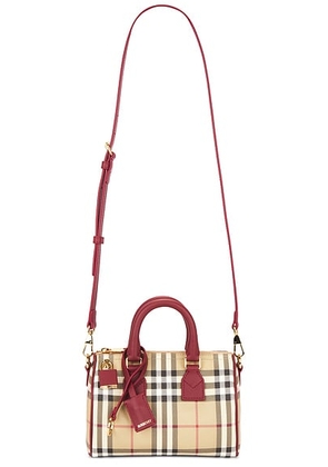 Burberry Mini Bowling Bag in Vintage Check & Ruby - Tan. Size all.