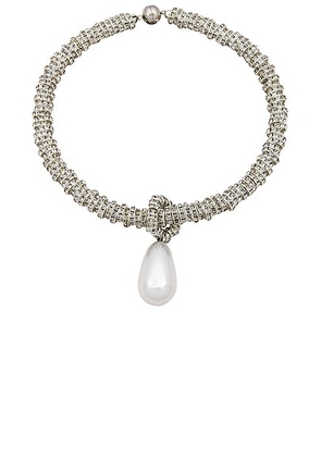 Julietta Pearl Drop Necklace in Pearl & Silver - Metallic Silver. Size all.