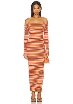 Bananhot Bonnie Maxi Dress in Bayadere Rib Stripes - Red. Size M/L (also in XS/S).