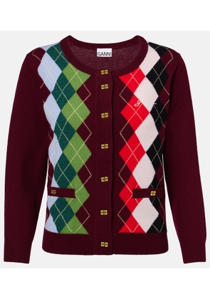 Ganni Argyle wool and cashmere cardigan