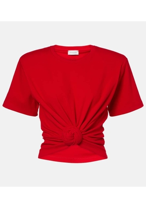 Magda Butrym Knotted cropped cotton-blend jersey T-shirt