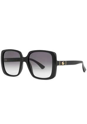 Gucci Black Oversized Sunglasses, Sunglasses, Black, Grey Lenses