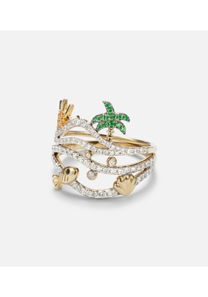 Yvonne Leon La Plage And Sous LâEau set of 2 9kt gold rings with gemstones