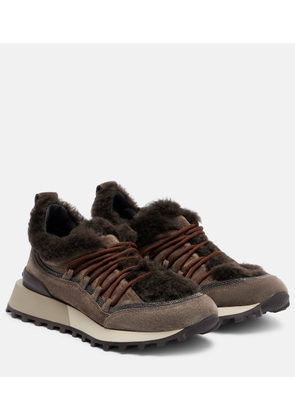 Brunello Cucinelli Shearling-lined suede low-top sneakers