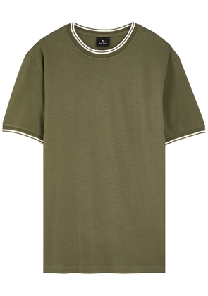 PS Paul Smith Stripe-trimmed Piqué Cotton T-shirt - Green - S