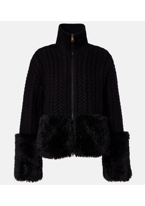 Moncler Cable-knit wool-blend cardigan