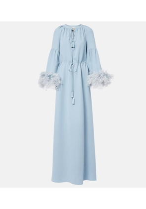 Valentino Feather-trimmed silk gown