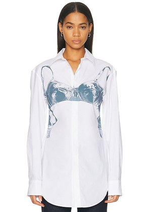 Jean Paul Gaultier Shirt Printed Scanned Bra Top in White & Blue Grey - White. Size 34 (also in 36, 38).