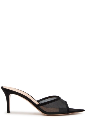 Gianvito Rossi Sienna 70 Suede Mules - Black - 36 (IT36 / UK3)