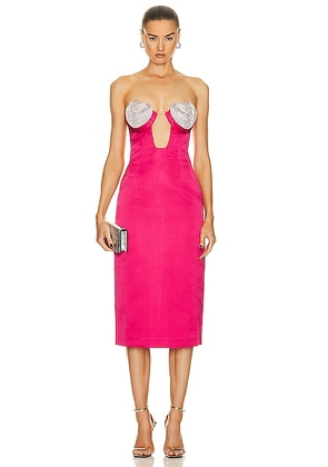 MARIANNA SENCHINA Mermaid Midi Corset Dress in Raspberry - Fuschia. Size L (also in ).