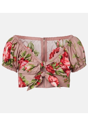 Dolce&Gabbana Floral bow-detail cotton crop top