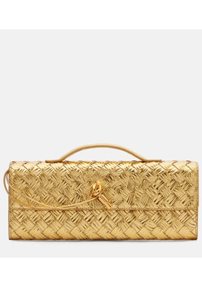 Bottega Veneta Andiamo Intrecciato metallic leather clutch