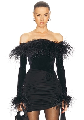 Oseree Velvet Plumage Bodysuit in Black - Black. Size L (also in ).