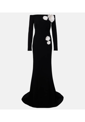 Safiyaa Rory floral-applique crepe gown