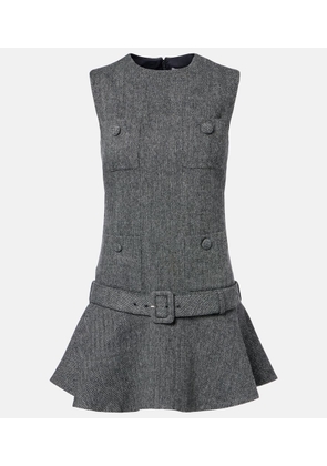 Self-Portrait Herringbone wool-blend minidress
