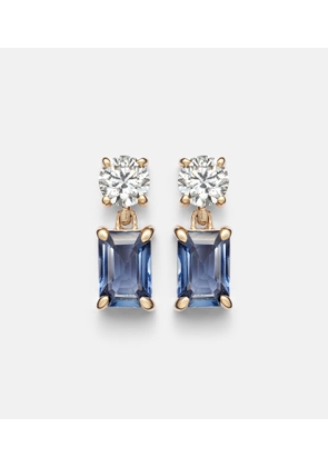Stone and Strand 14kt gold (585/1000) earrings with diamonds and blue sapphires