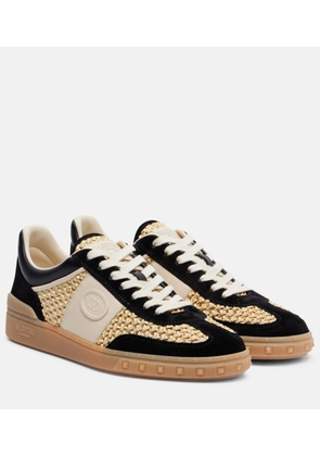 Valentino Garavani VLogo leather-trimmed raffia sneakers