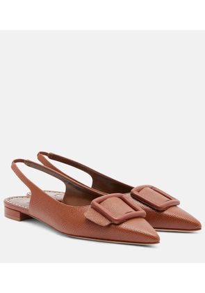 Manolo Blahnik Maylura croc-effect leather slingback flats