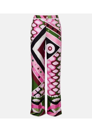 Pucci Printed high-rise silk wide-leg pants
