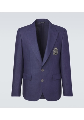 Dolce&Gabbana Logo single-breasted linen blazer