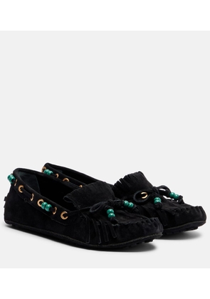 Farm Rio Beaded suede boat shoes