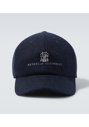 Brunello Cucinelli Logo silk, linen, and wool baseball cap