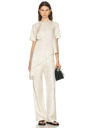 Loulou de Saison Madea Asymmetric Draped Top in Ivory - Ivory. Size XS (also in ).
