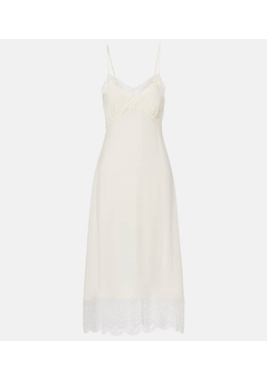 Simone Rocha Lace-trimmed crepe de chine slip dress