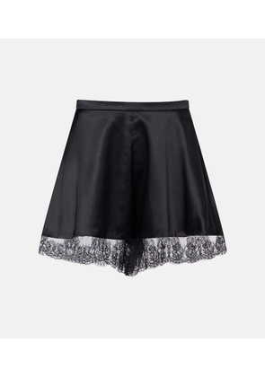 Nina Ricci Lace-trimmed silk-blend satin shorts