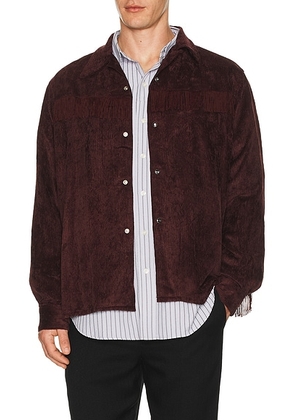Needles Fringe Open Collar Shirt Rayon Corduroy in Burgundy - Burgundy. Size L (also in M, S, XL).