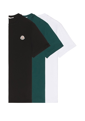 Moncler T-Shirt in White  Black  & Green - Black,White. Size L (also in M, S, XL/1X, XXL/2X).