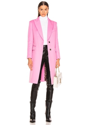 Smythe Peaked Lapel Overcoat in Extra Pink with Leopard Lining - Pink. Size 2 (also in ).