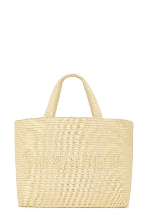 Saint Laurent Supple Raffia Tote Bag in Naturel - Tan. Size all.